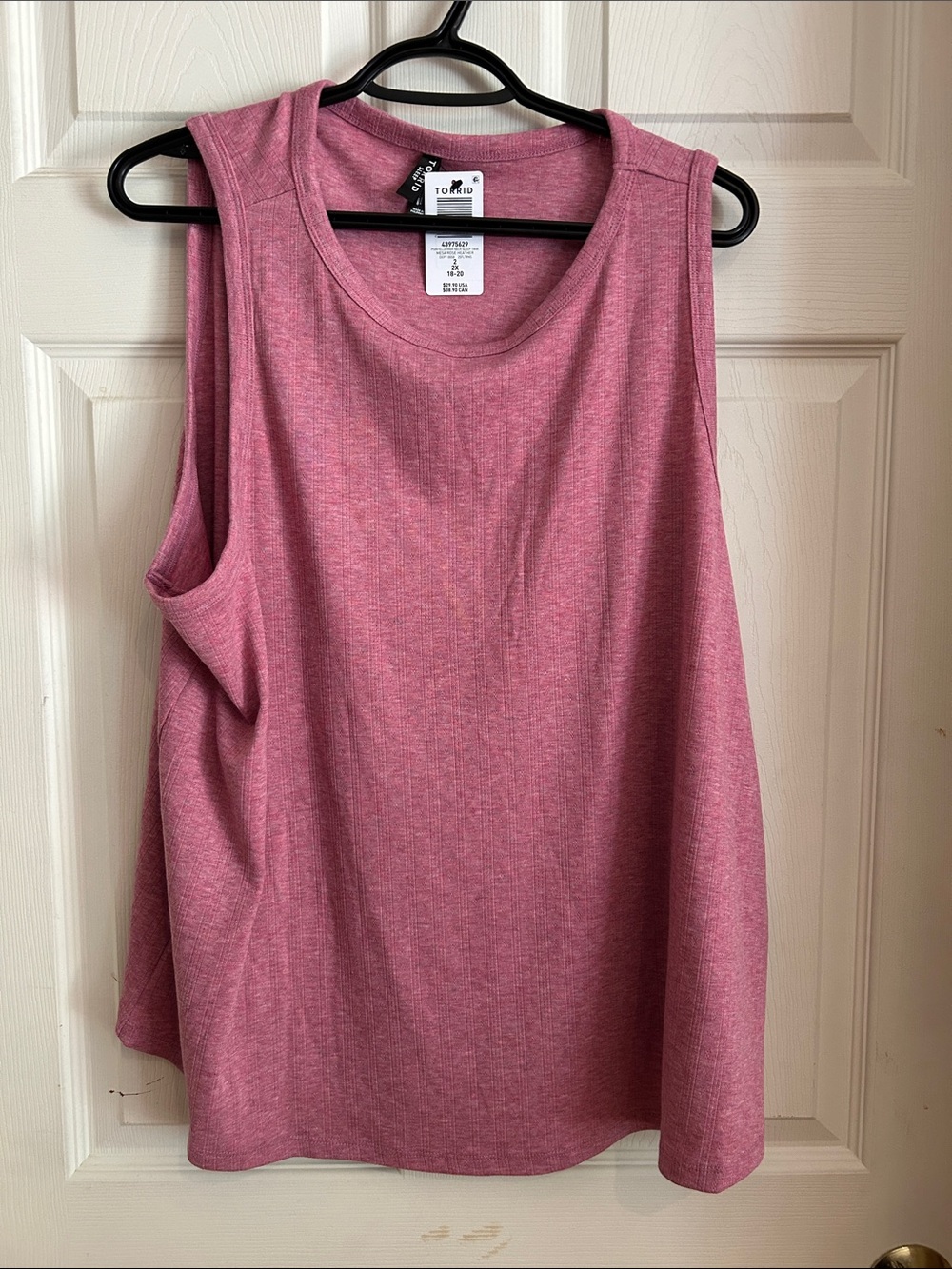 torrid Sleeveless Ribbed Tank in Heather Rose